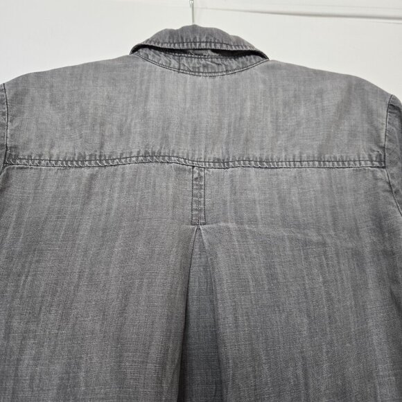 Cloth & Stone Gray Chambray Tunic Top Women’s Size L Long Sleeve V-Neck Pullover - Picture 6 of 13